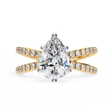 14k IGI certified pear ring with E-F color VVS-VS clarity diamonds 94