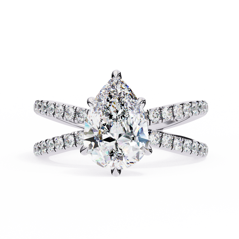 14k IGI certified pear ring with E-F color VVS-VS clarity diamonds 94