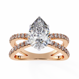 14k IGI certified pear ring with E-F color VVS-VS clarity diamonds 94