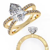 14k IGI certified pear ring with E-F color VVS-VS clarity diamonds 94