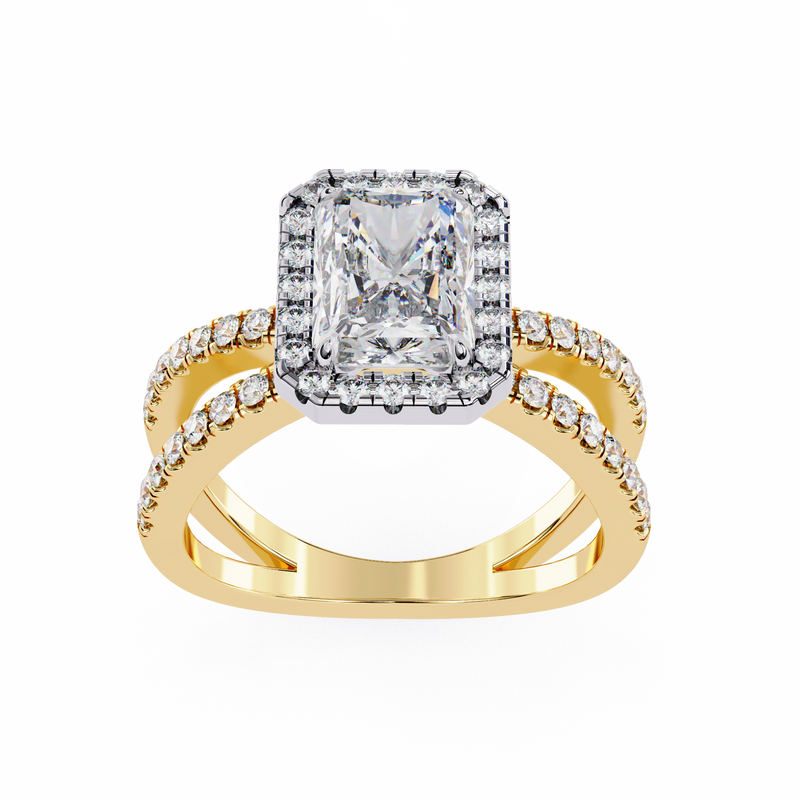 14k IGI certified radiant ring with E-F color VVS-VS clarity diamonds 89