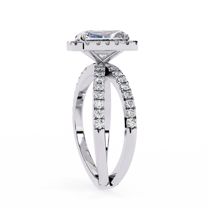 14k IGI certified radiant ring with E-F color VVS-VS clarity diamonds 89