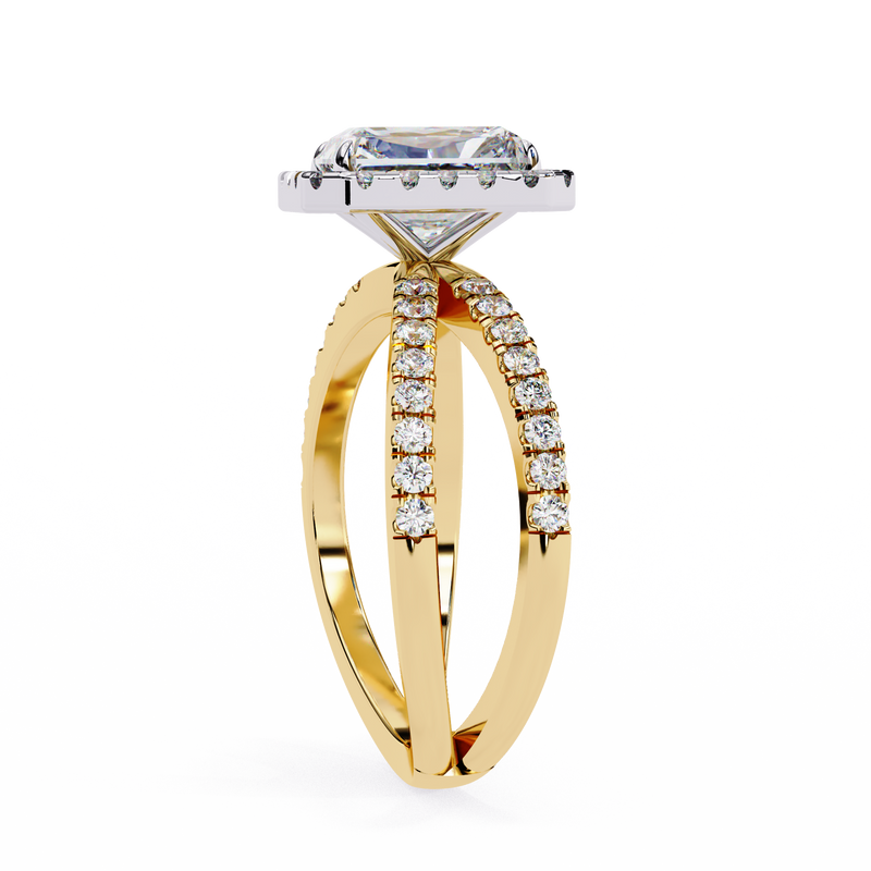 14k IGI certified radiant ring with E-F color VVS-VS clarity diamonds 89