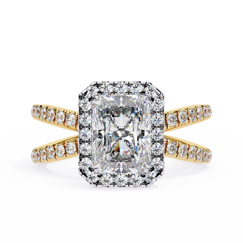 14k IGI certified radiant ring with E-F color VVS-VS clarity diamonds 89