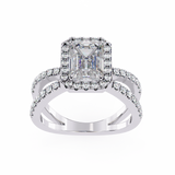 14k IGI certified emerald ring with E-F color VVS-VS clarity diamonds 90