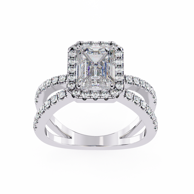 14k IGI certified emerald ring with E-F color VVS-VS clarity diamonds 90