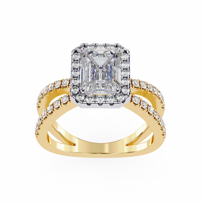 14k IGI certified emerald ring with E-F color VVS-VS clarity diamonds 90