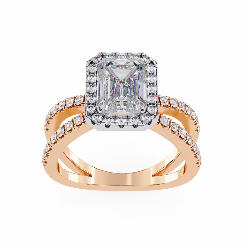 14k IGI certified emerald ring with E-F color VVS-VS clarity diamonds 90