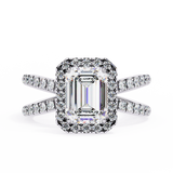 14k IGI certified emerald ring with E-F color VVS-VS clarity diamonds 90
