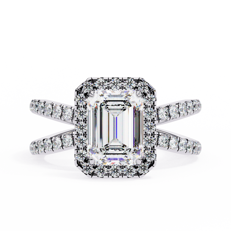 14k IGI certified emerald ring with E-F color VVS-VS clarity diamonds 90