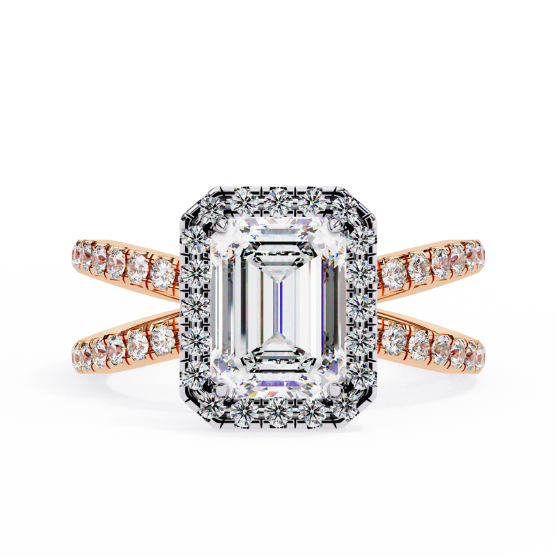 14k IGI certified emerald ring with E-F color VVS-VS clarity diamonds 90