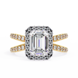 14K Lab Grown Diamond Emerald Halo Split Shank Engagement Ring, E-F Color, VVS-VS Clarity