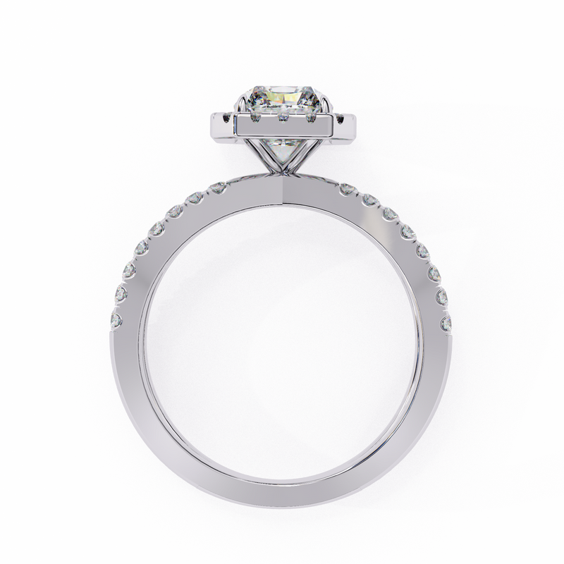 14K Lab Grown Diamond Emerald Halo Split Shank Engagement Ring, E-F Color, VVS-VS Clarity