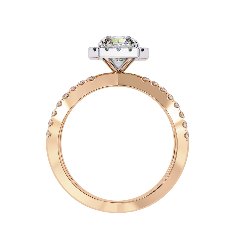14K Lab Grown Diamond Emerald Halo Split Shank Engagement Ring, E-F Color, VVS-VS Clarity