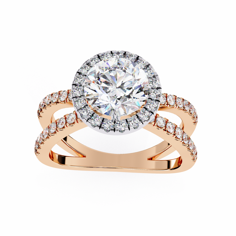 14k IGI certified round ring with E-F color VVS-VS clarity diamonds 91