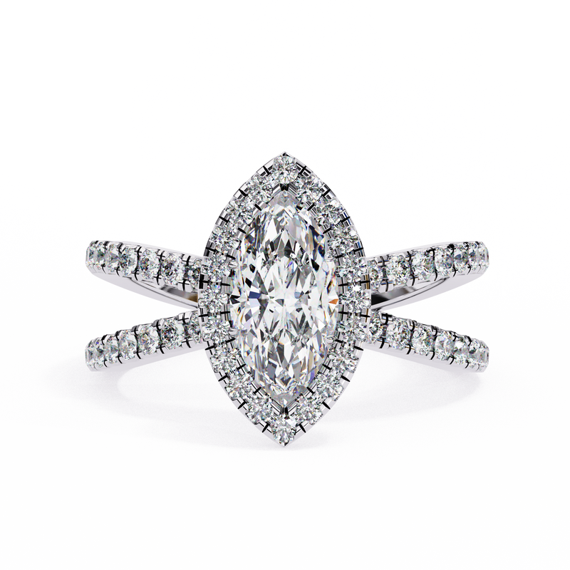 14k IGI certified marquise ring with E-F color VVS-VS clarity diamonds 93