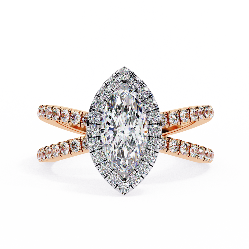 14k IGI certified marquise ring with E-F color VVS-VS clarity diamonds 93