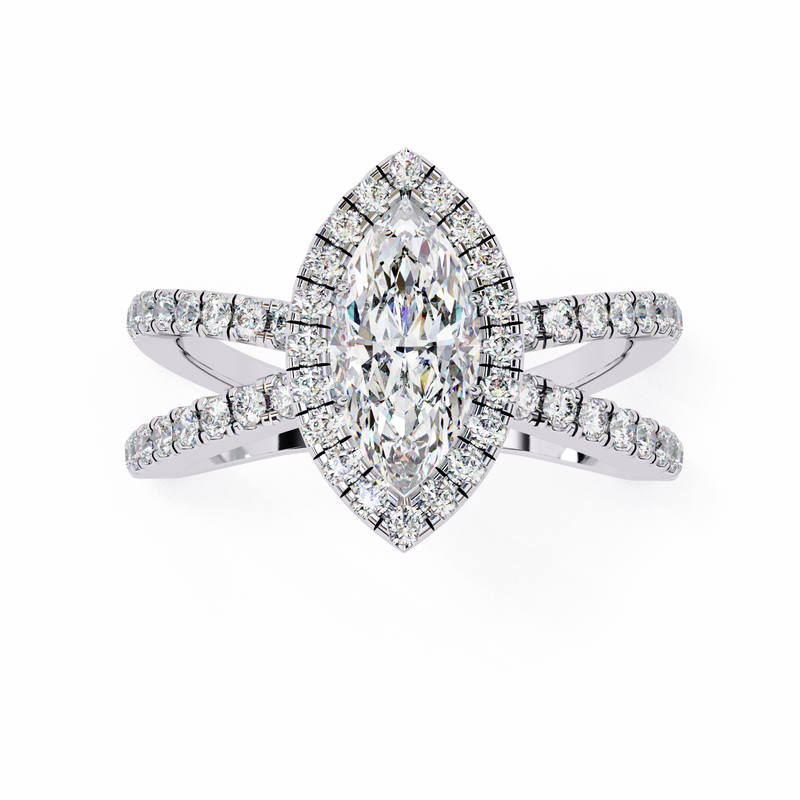 14k IGI certified marquise ring with E-F color VVS-VS clarity diamonds 93