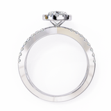 14K Lab Grown Diamond Marquise Halo Split Shank Wedding Ring, E-F Color, VVS-VS Clarity