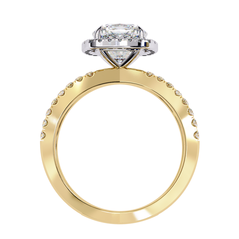 14k IGI certified cushion ring with E-F color VVS-VS clarity diamonds 95