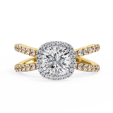 14k IGI certified cushion ring with E-F color VVS-VS clarity diamonds 95