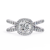 14k IGI certified cushion ring with E-F color VVS-VS clarity diamonds 95