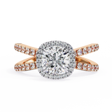 14k IGI certified cushion ring with E-F color VVS-VS clarity diamonds 95