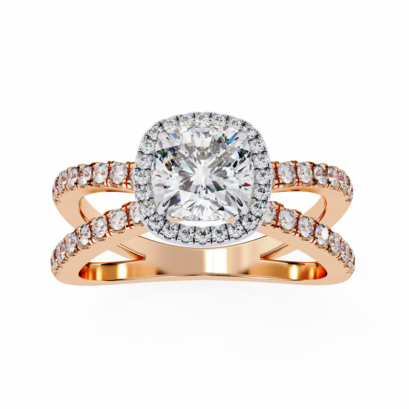 14k IGI certified cushion ring with E-F color VVS-VS clarity diamonds 95