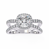 14k IGI certified cushion ring with E-F color VVS-VS clarity diamonds 95