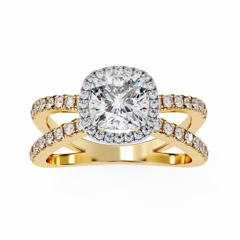 14k IGI certified cushion ring with E-F color VVS-VS clarity diamonds 95