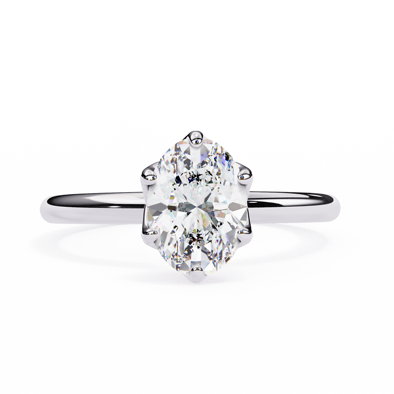 14k IGI certified oval ring with E-F color VVS-VS clarity diamonds 96