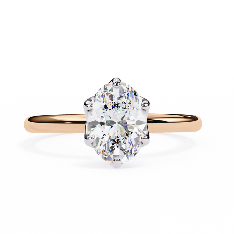 14k IGI certified oval ring with E-F color VVS-VS clarity diamonds 96