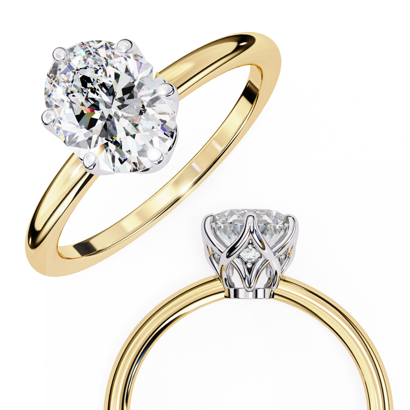 14k IGI certified oval ring with E-F color VVS-VS clarity diamonds 96