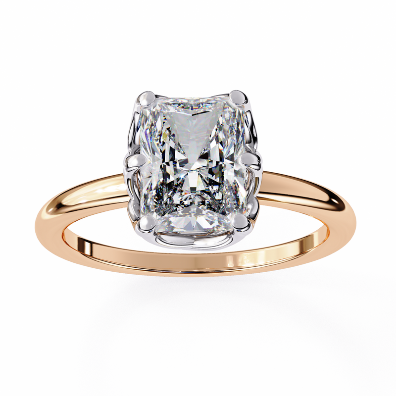 14k IGI certified radiant ring with E-F color VVS-VS clarity diamonds 98