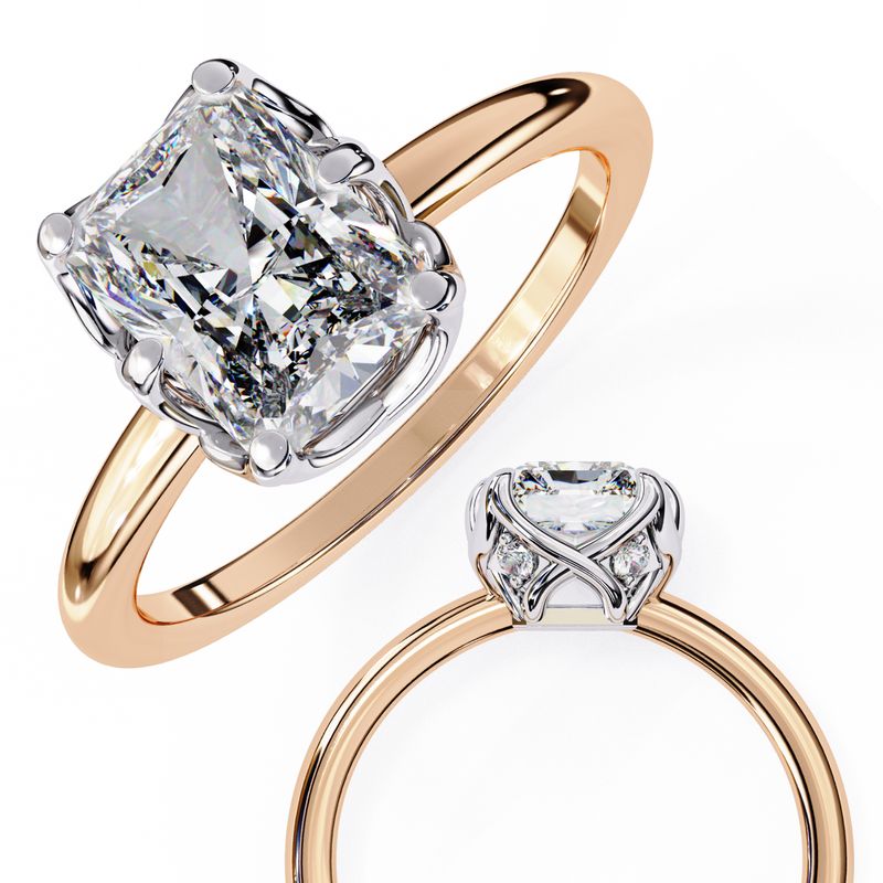 14k IGI certified radiant ring with E-F color VVS-VS clarity diamonds 98