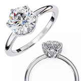 14k IGI certified round ring with E-F color VVS-VS clarity diamonds 99