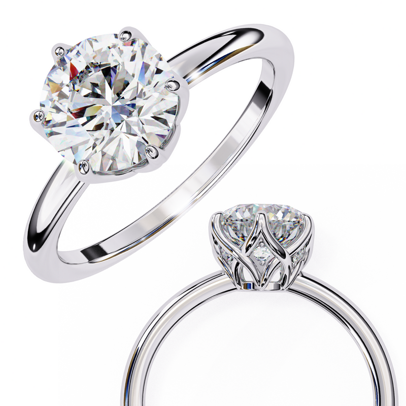 14k IGI certified round ring with E-F color VVS-VS clarity diamonds 99