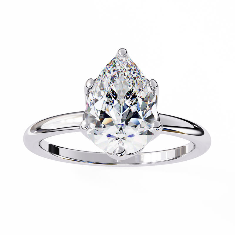 14k IGI certified pear ring with E-F color VVS-VS clarity diamonds 100