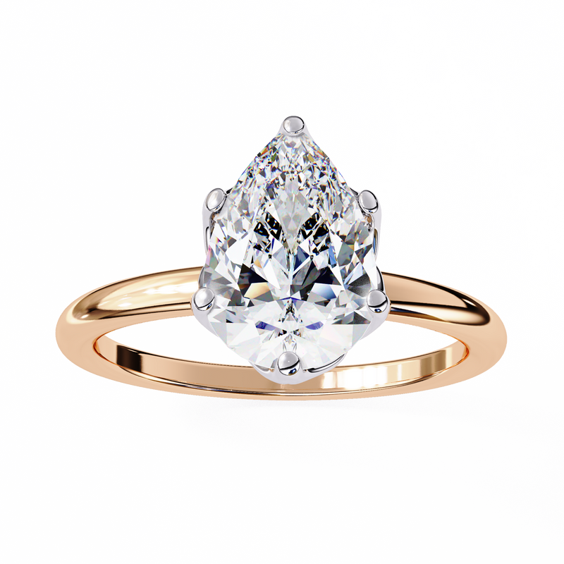 14k IGI certified pear ring with E-F color VVS-VS clarity diamonds 100