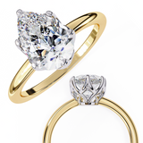 14k IGI certified pear ring with E-F color VVS-VS clarity diamonds 100