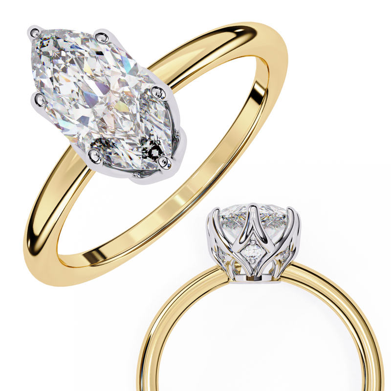14k IGI certified marquise ring with E-F color VVS-VS clarity diamonds 101