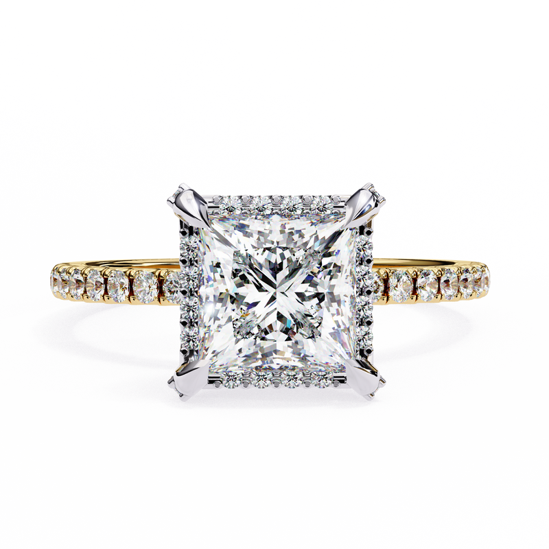 14k IGI certified princess ring with E-F color VVS-VS clarity diamonds 102