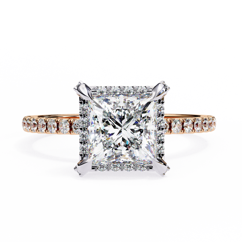14k IGI certified princess ring with E-F color VVS-VS clarity diamonds 102