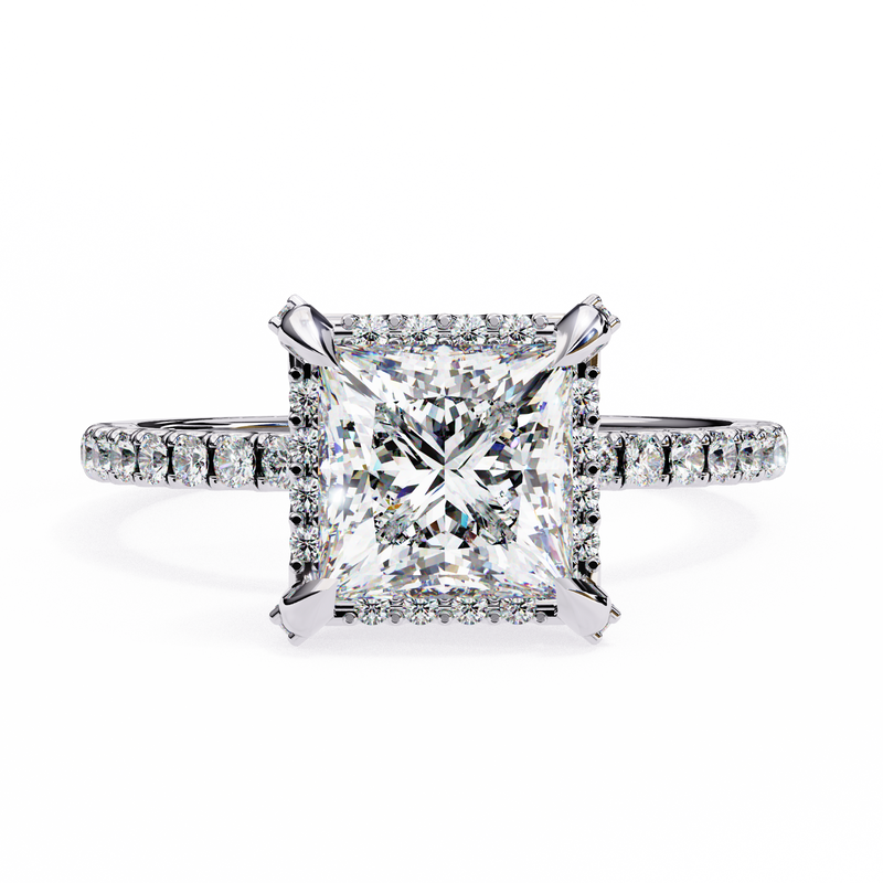 14k IGI certified princess ring with E-F color VVS-VS clarity diamonds 102