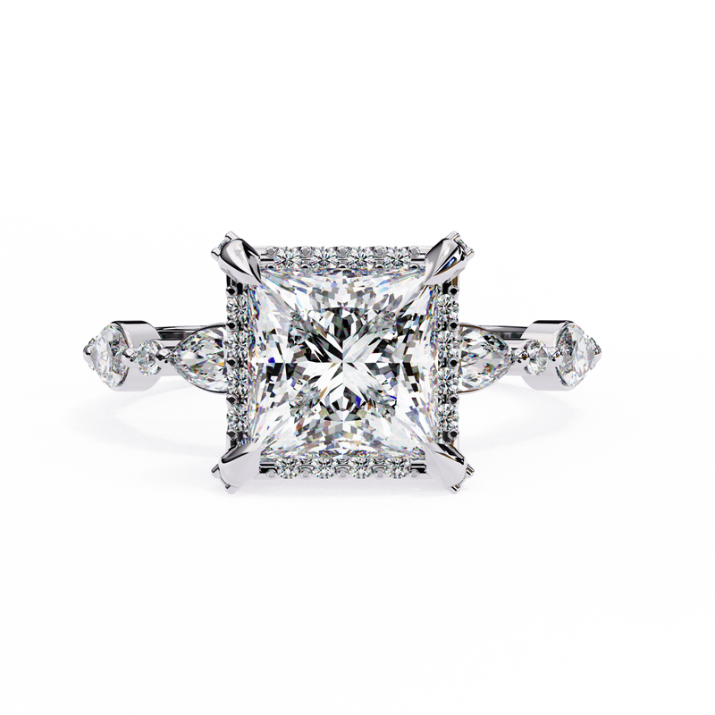 14k IGI certified princess ring with E-F color VVS-VS clarity diamonds 103