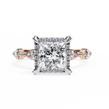 14k IGI certified princess ring with E-F color VVS-VS clarity diamonds 103