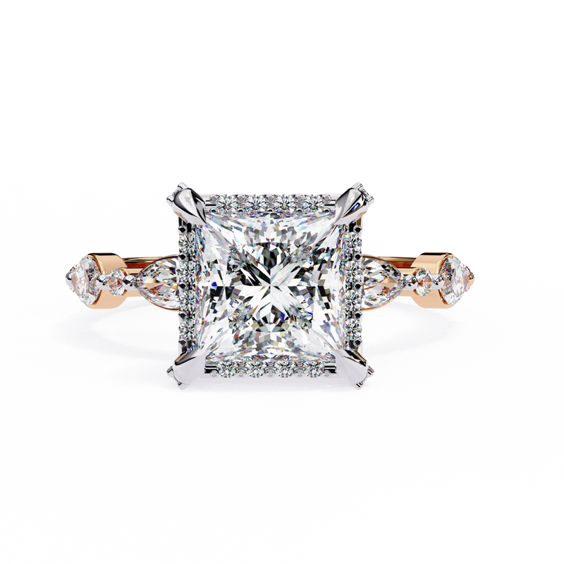 14k IGI certified princess ring with E-F color VVS-VS clarity diamonds 103