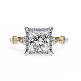 14k IGI certified princess ring with E-F color VVS-VS clarity diamonds 103