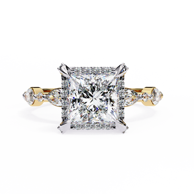 14k IGI certified princess ring with E-F color VVS-VS clarity diamonds 103