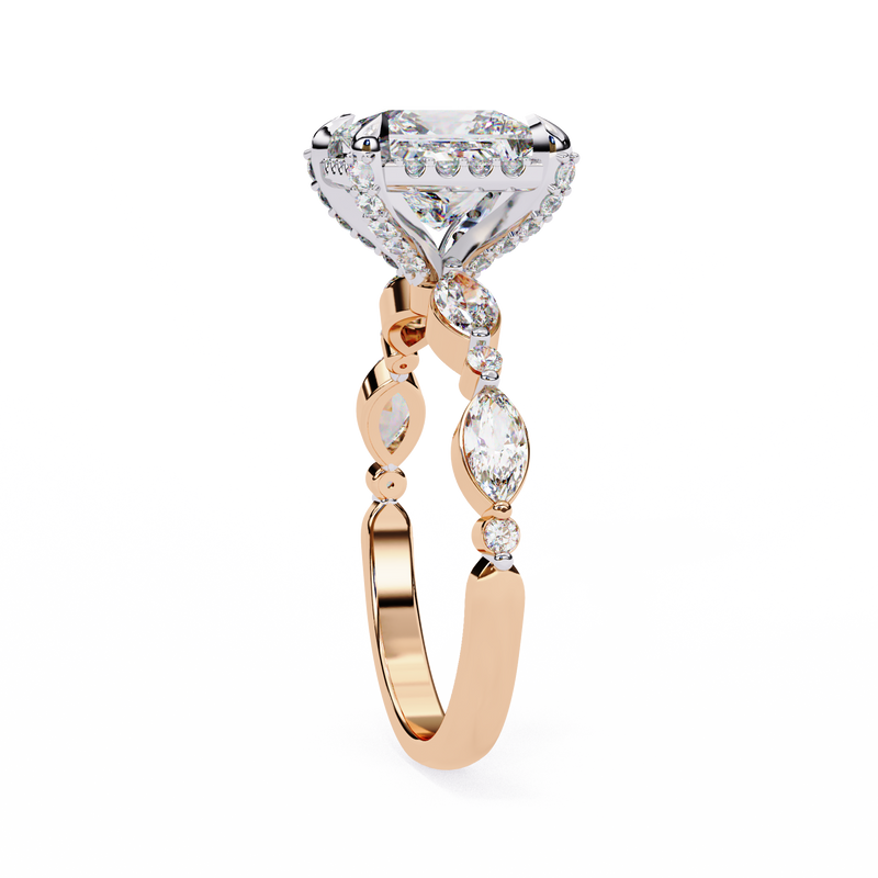 14k IGI certified princess ring with E-F color VVS-VS clarity diamonds 103